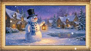 Cozy Christmas Ambience: Enchanting Snowman Art Screensaver | 4K TV Background (No Music)