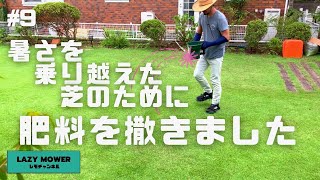 【芝刈り動画】栄養補給にスプレッダーで施肥しました　ゆる芝　#9