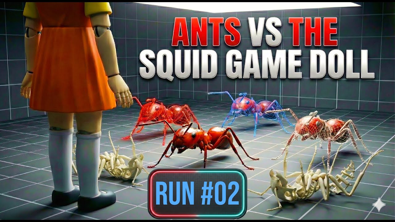 256 Ants vs the Squid Game Doll | Squid Game Ant Survival Simulation - Who Actually Survives - RUN 2