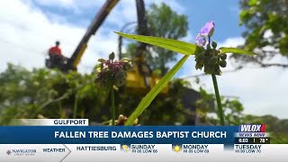 Fallen tree damages Gulfport church