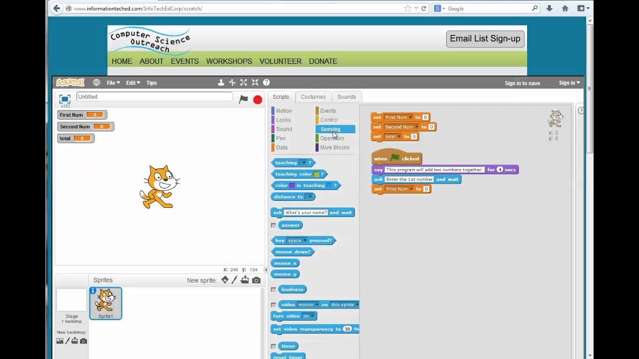 Computer Programming Intro to Scratch computer programming  www csOutreach com 