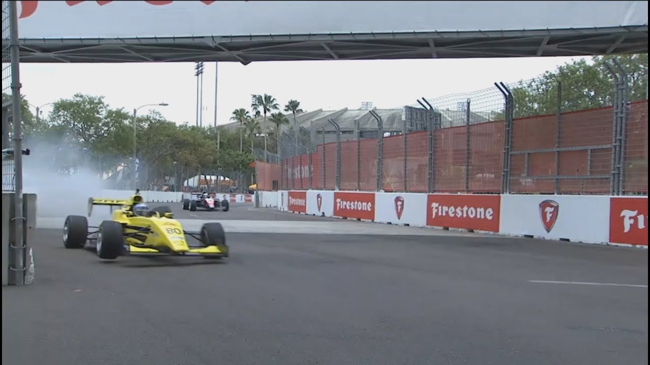 Pro Mazda Championship 2018. Race 1 Streets of St. Petersburg. Start Crash