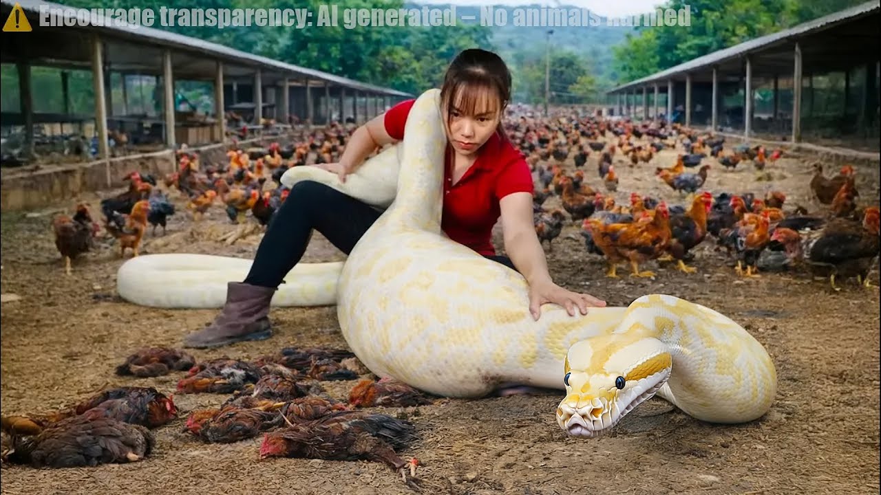 72 Hours Confronting a Giant Albino Python Invading a Chicken Farm — Harvest 1000+ Papayas for Sale