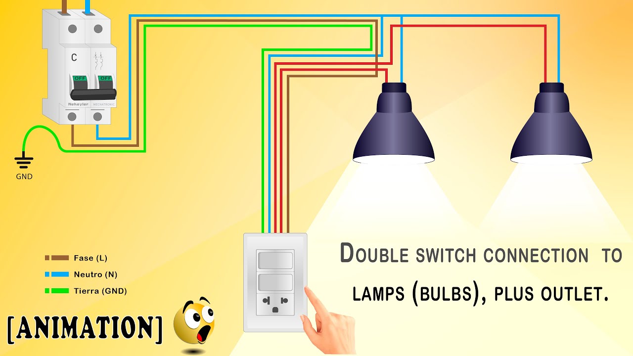 COMO CONECTAR INTERRUPTOR DOBLE MÁS TOMA CORRIENTE ? 