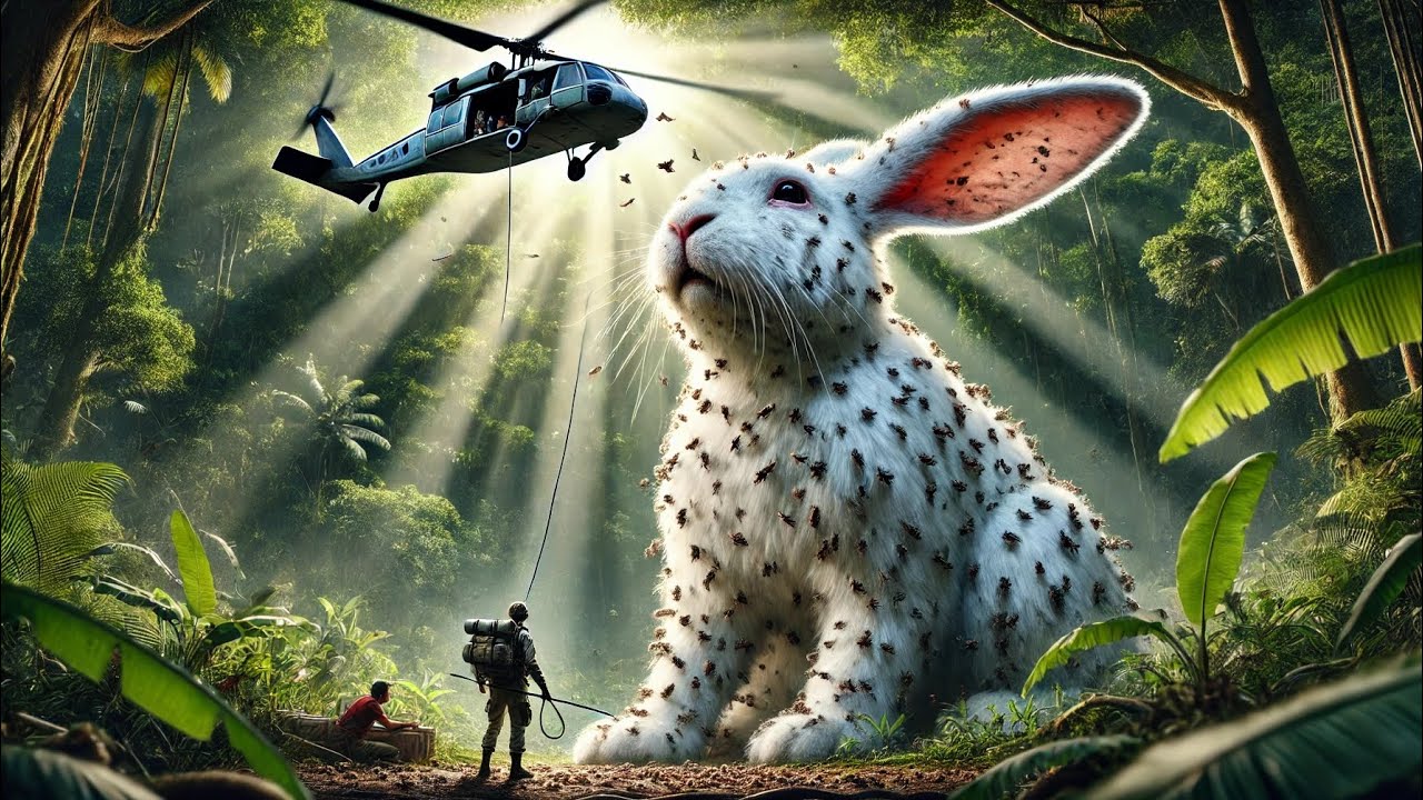 🐰Giant White Rabbit Infested with Fleas Gets Saved by Helicopter in ...