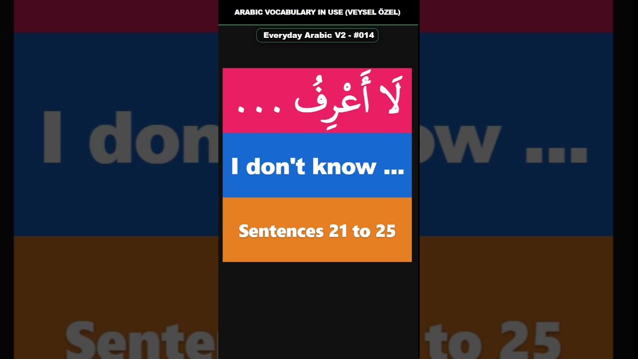 Everyday Arabic V2 Shorts #014 (21–25) | لَا أَعْرِفُ ... | I don't know ...