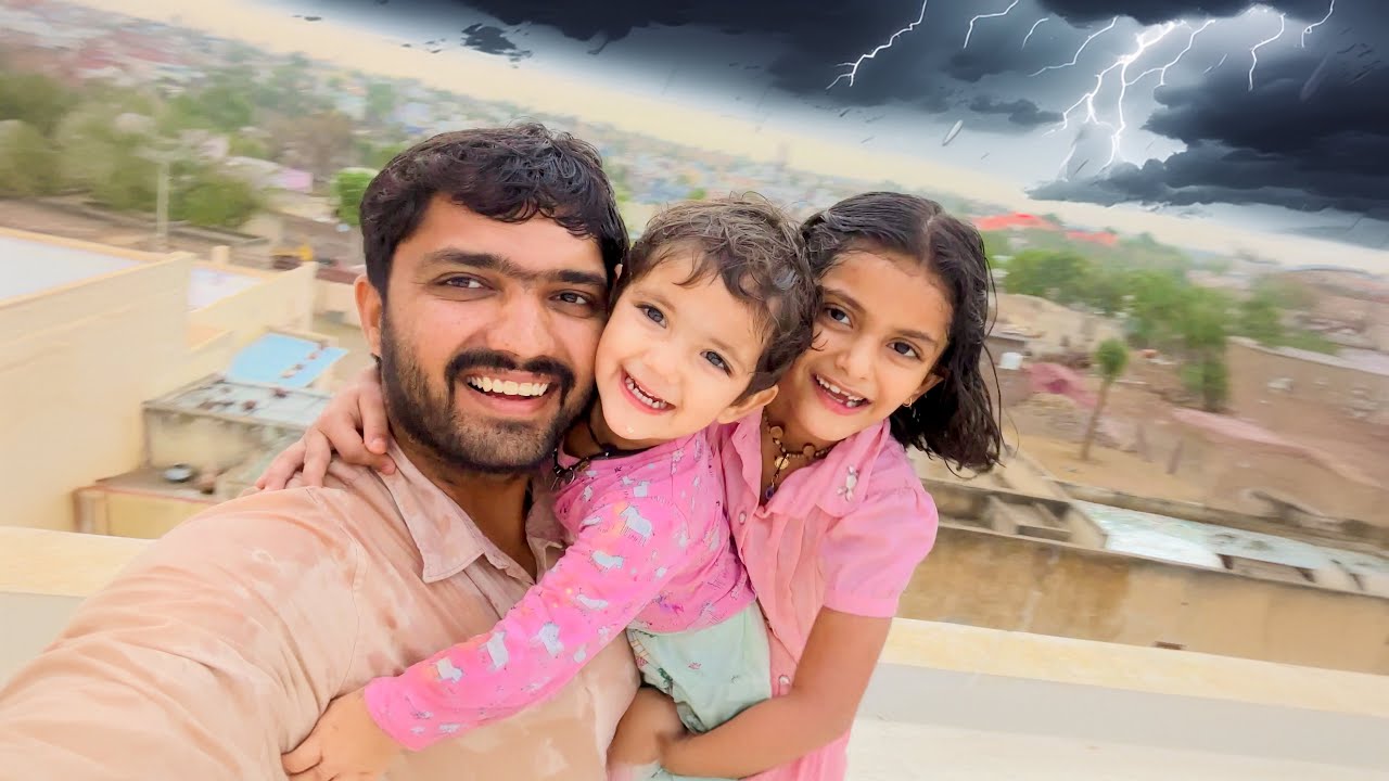 Aaj Ganv me Pahli Barish⚡️😀 @ShubhJourney