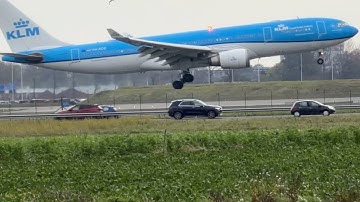 AIRBUS A330-203 KLM (BONAIRE TO AMSTERDAM) LANDING SCHIPHOL AIRPORT PLANE SPOTTING PHAOE KL765
