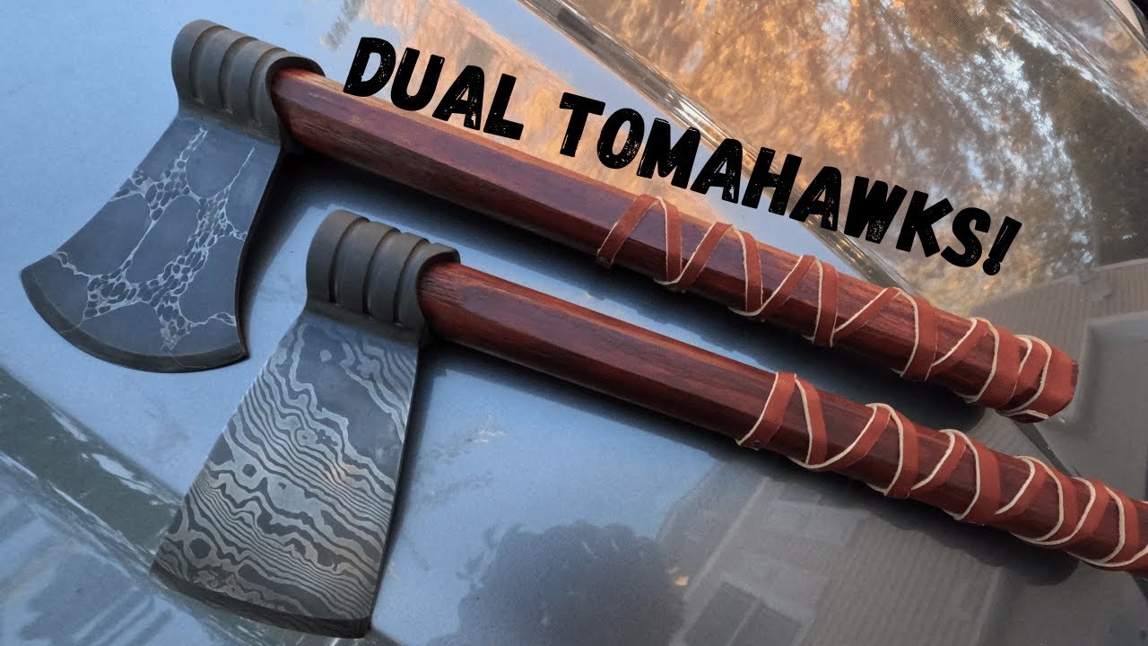 Tomahawk Raptor Dual Damascus Tomahawks Forged in the fires of Mount Doom - YouTube