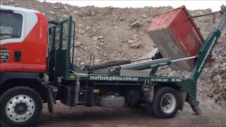 Matt's Skip Bins - Driver Mick unloading 3 cubic metre bin for recycling