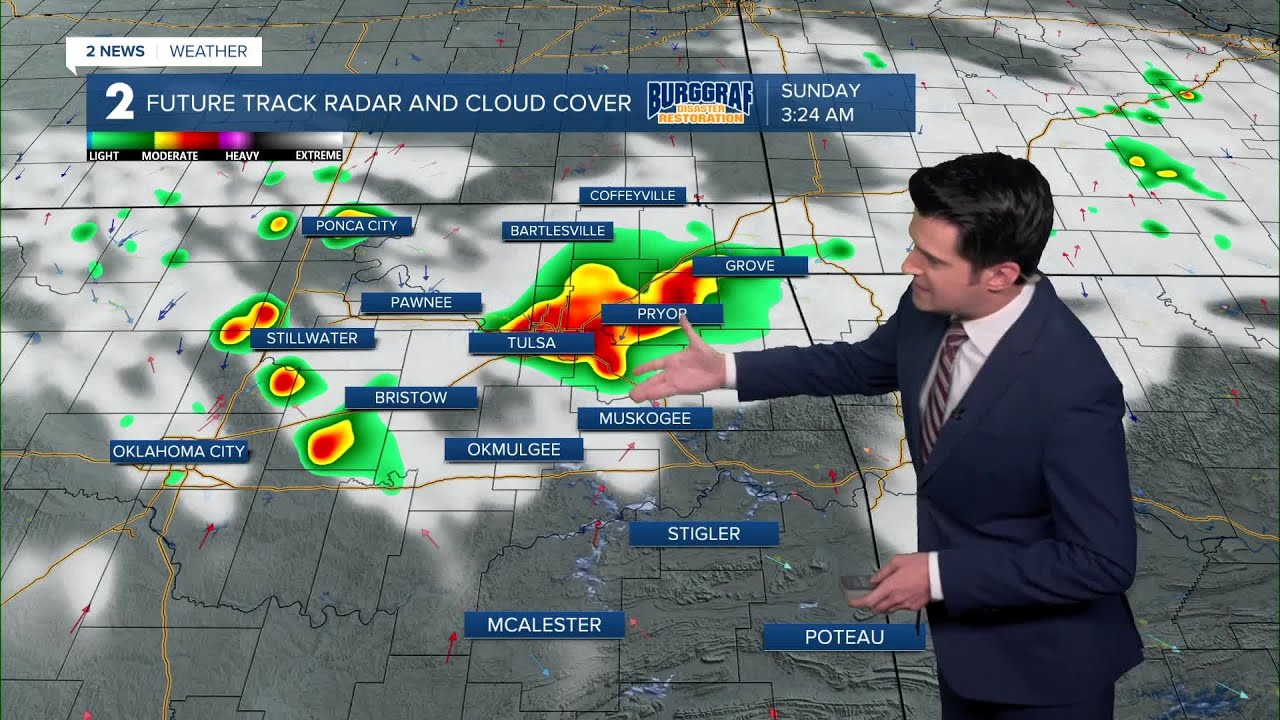 Scattered showers and thunderstorms Saturday night and overnight - YouTube