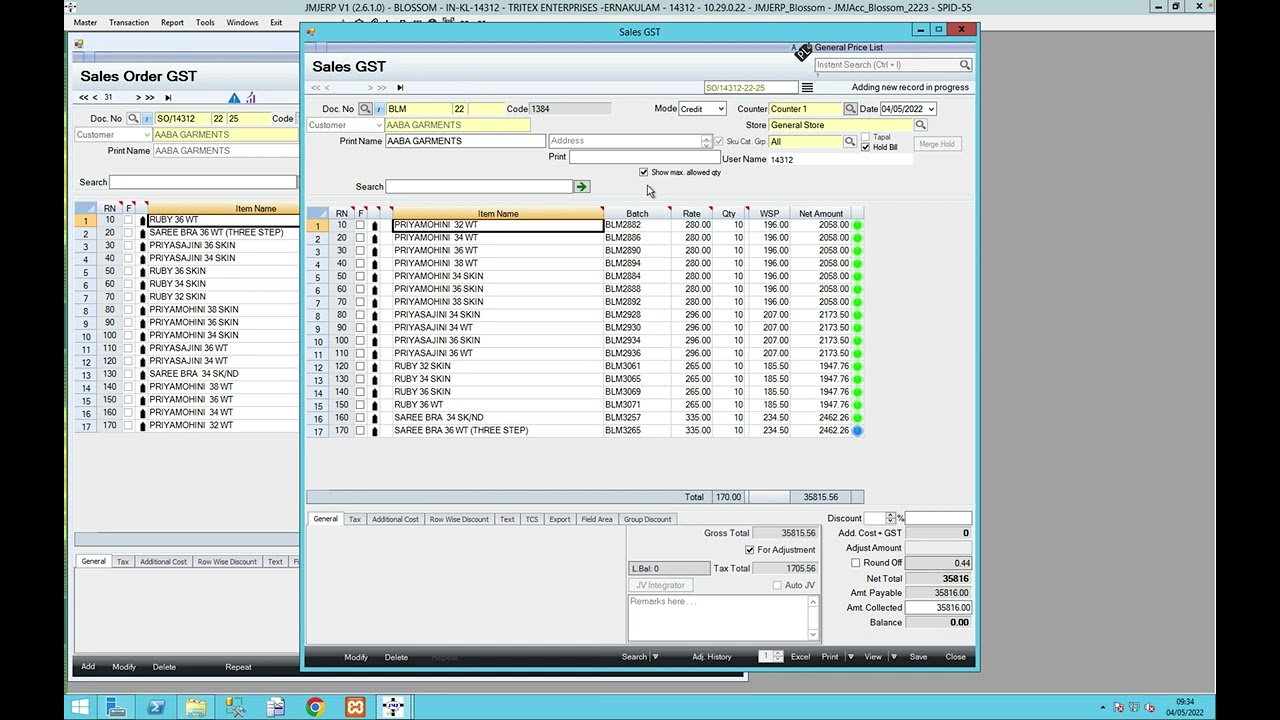 JMJ   Converting Sales Order to Hold Sales GST