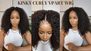 😍 BEAUTIFUL Kinky Curly Vpart Wig REVIEW \& Install ft. Unice Hair | NO Leaveout 🚫 Crochet Method