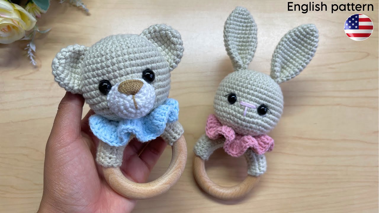 Sonajeros oso y conejo amigurumi ÉXITO EN VENTAS 💯🤑 PATRÓN 2en1