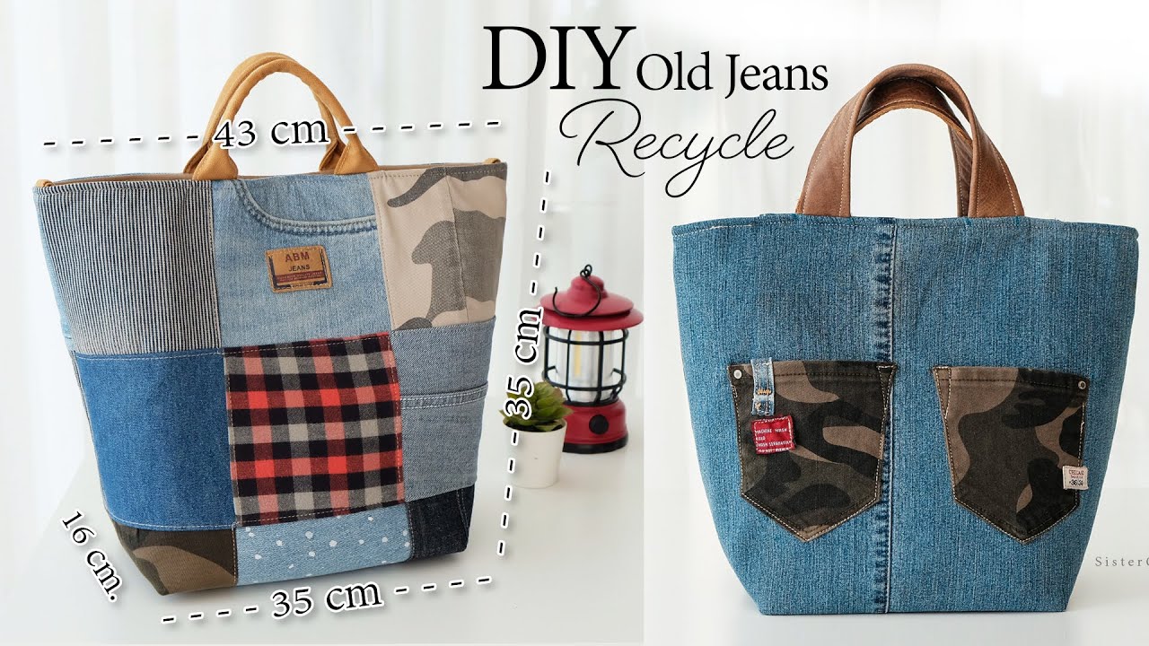 DIY old jeans recycle tote bag | Sewing | Tutorial - YouTube