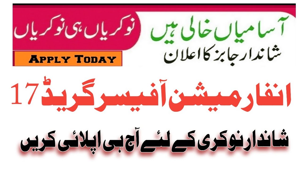 Information Officer BPS, 17 jobs, Ministry of Information AJK.,, 