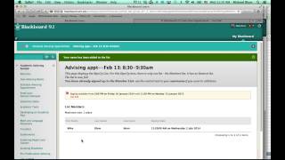 Blackboard 9: Registering for an appointment (Students)