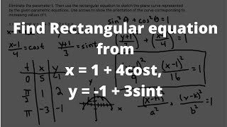 Celebrity Eliminate the parameter t. Then use the rectangular equation to sketch the plane curve... Wealth