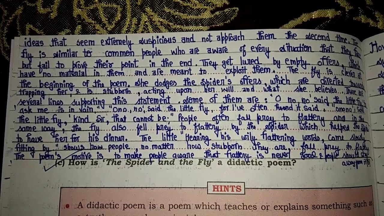 The Spider and the Fly Reverie Workbook Answers ISC YouTube