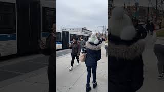 Taking the Bus in The Bronx NY. Grand Concourse.