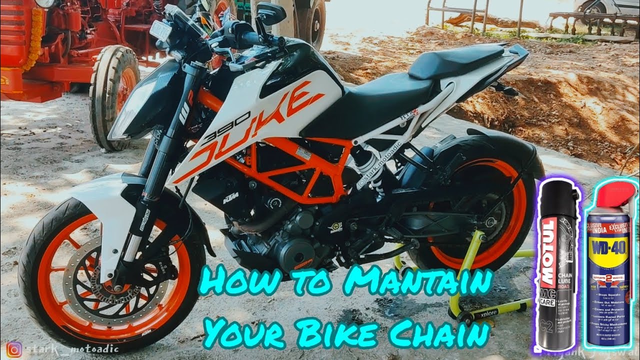 KTM Duke 390 Chain Clean and Lube 🤟🏻 || How to Mantain your Bike Chain ?🤔