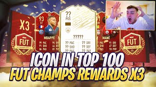 ICON IN MY TOP 100 FUT CHAMPIONS REWARDS x3!! INSANE 20 RED PLAYER PICKS!! FIFA 20 PACK OPENING!!