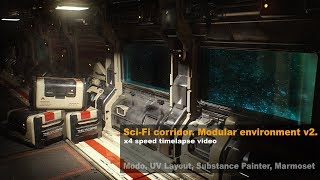 Celebrity Sci-Fi Corridor. Modular environment v2. Modo, UVLayout, SubstancePainter, Marmoset. Wealth