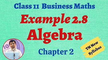 Class 11 Business Maths | Example 2.8 | Algebra Chapter 2 |TN New Syllabus AlexMaths