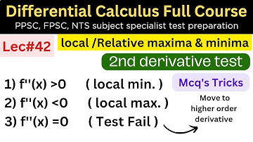 2nd derivative test for local extrema tricks lec#42 #maths #ppsc #fpsc #nts #tricks #bsc #afmathe