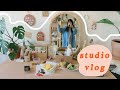 ceramic studio (ish) vlog 🌿 trimming, handles + a pottery supplies haul!