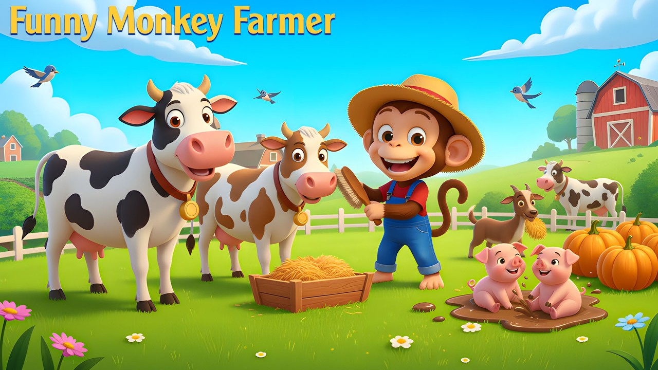 🐒🚜 Monkey Farmer Transports Cows and Milking Process – Farm Work | Funny Monkey Farmer 🐄🥛😄