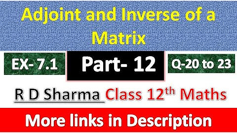 Adjoint and Inverse of a Matrix | Class 12th Maths Solution | Dhanpat Rai Publication | Part 12