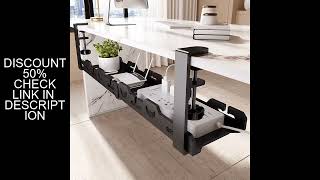 Telescopic Under Table Storage Rack Metal Cable Management Tray Home Office Desk Wire Organizer No P