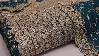 ARNG-4058 "The Peacock Blue" Vol 2 Premium Designer Saree||Georgette||Crystals||Zari Embroidery