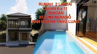 30+ Denah Rumah Minimalis Modern 2 Lantai Kolam Renang 3D PNG