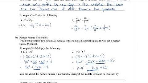 Math 11 - Sec 4.2 Factoring Quadratic Expressions Part 1
