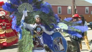 Black masking Indians celebrate Mardi Gras