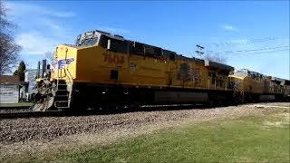 UP 7604 a C45ACCTE leads a Z train west through Rochelle IL