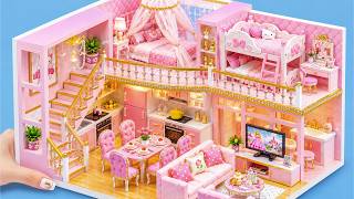 💗 I Made a Tiny Pink House from Cardboard! (Open Kitchen & Dream Bedroom)| DIY Miniature House ❤️