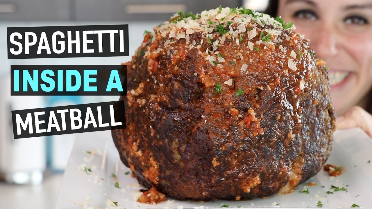 SPAGHETTI INSIDE A MEATBALL RECIPE | HellthyJunkFood