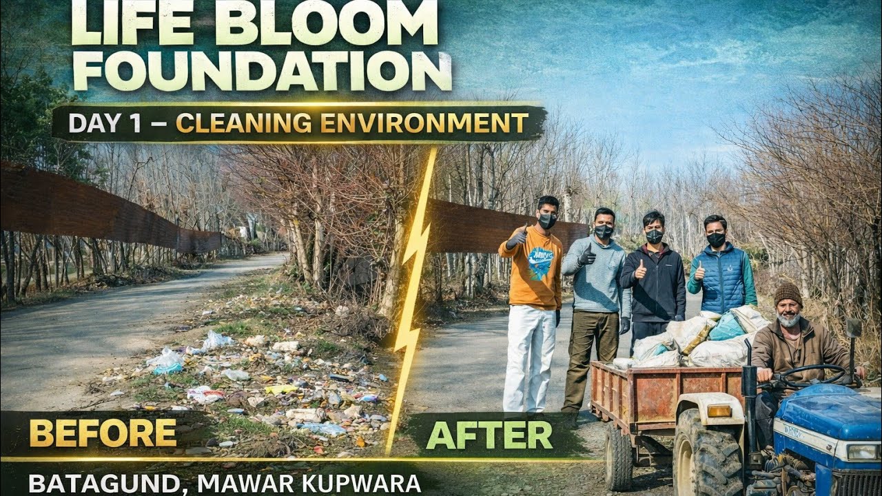 DAY 1 CLEANUP DRIVEBatagund Mawar Kupwara Before ❌ | After ✅Community Support 🚜 #viral #CleanUpDrive