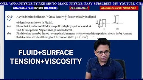 CHAPTERWISE FLUID MECHANICS+SURFACE TENSION+VISCOSITY BY RKH SIR(B.TECH IIT D) AUTHOR OF IRODOV SOL