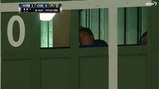 Operator sleeps in Wrigley's scoreboard