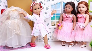 Bride Dolls Gets Help From Her Bridesmaids For Her Wedding Day Play Dolls Friendship Support