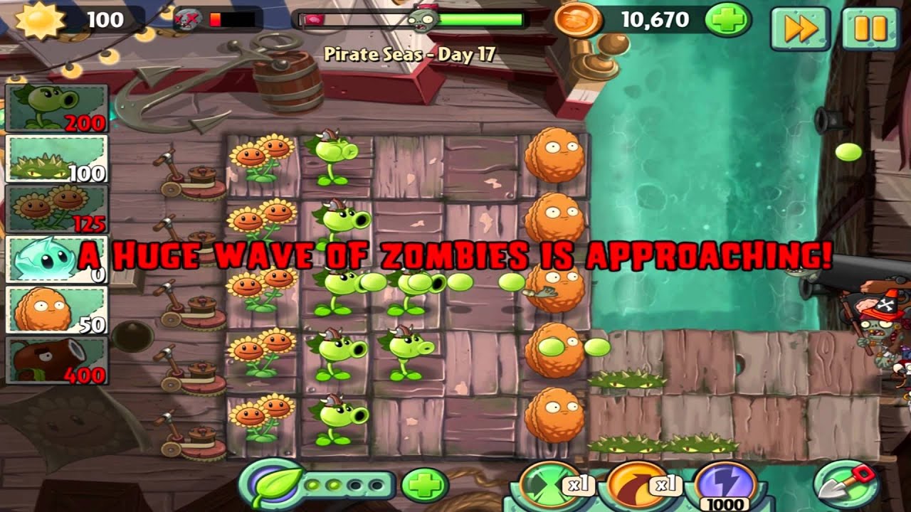 Plants vs Zombies 2 : Pirate Seas Day 16 Walkthrough 