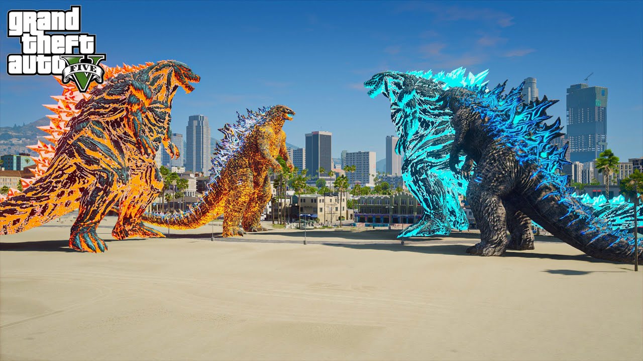 Atomic Godzilla x Godzilla Earth vs Nuclear Godzilla x Nuclear Godzilla Earth - Epic Fight ( GTA 5 )