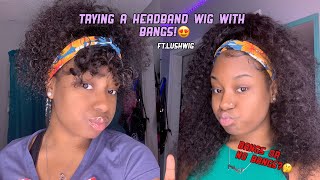 FIRST TIME TRYING A HEADBAND WIG !😱with bangs 🤔ft. Lushwig hair