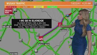 Deadly crash slows traffic on I-95 near Baltimore