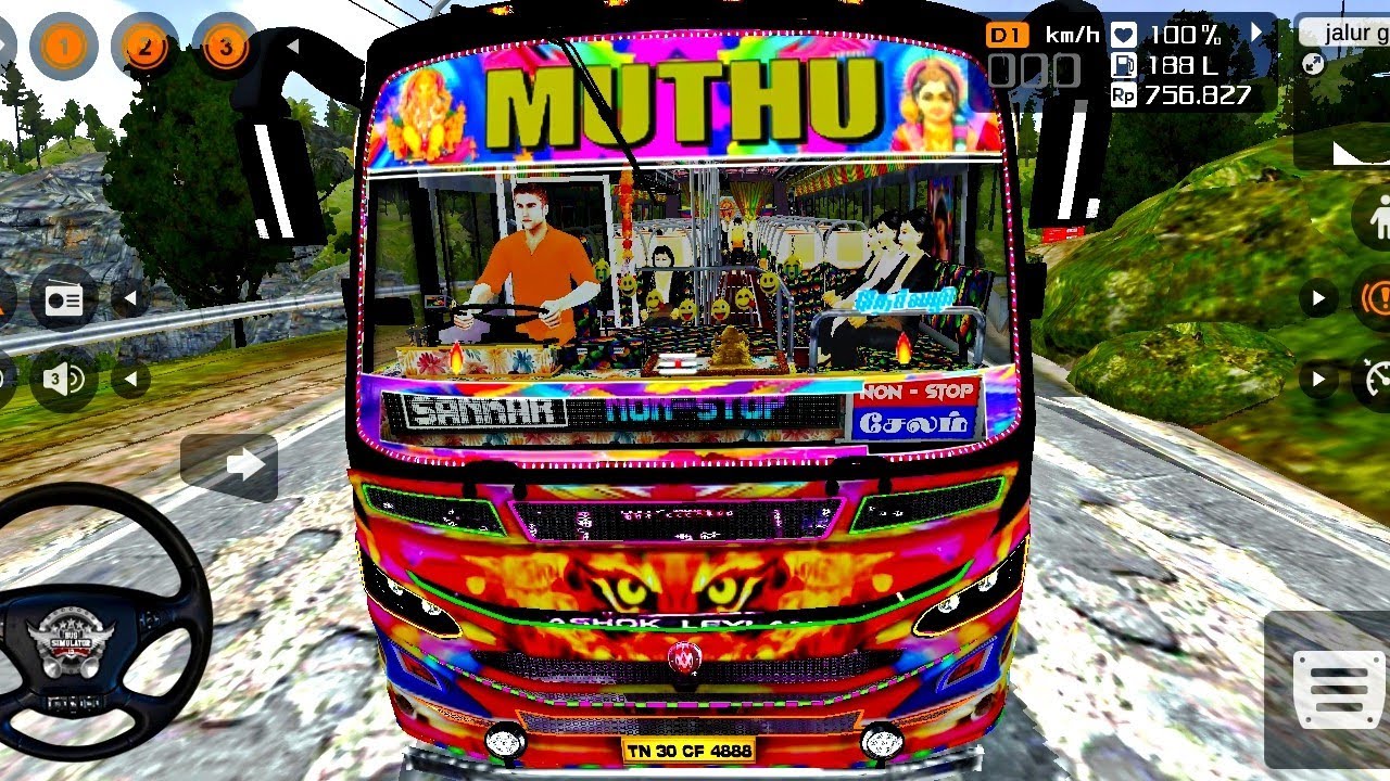INDONESIA BUS SIMULATOR |(முத்து) PRIVATE BUS MOD | DAMAGE OFFROAD HILLS DRIVING | ANDROID GAME 🎮