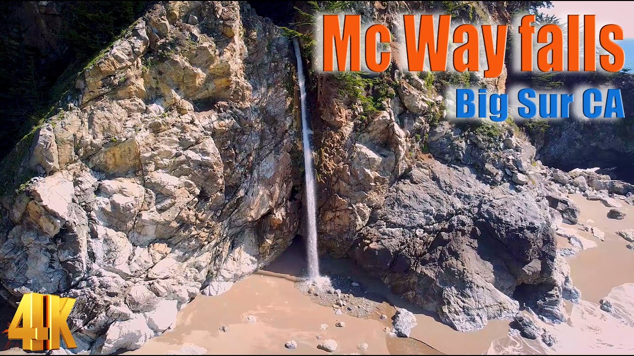 Mc Way falls full views in Big Sur CA in 4K